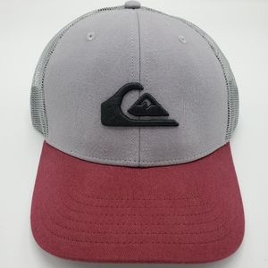 Quiksilver Logo Snapback Trucker Hat Gray & Garnet